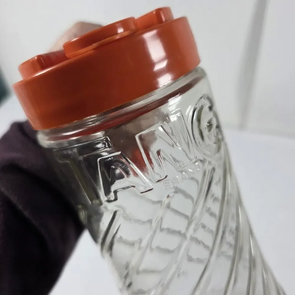 Vintage TANG Glass Juice Container with Orange Lid Anchor Hocking Early 1970’s
